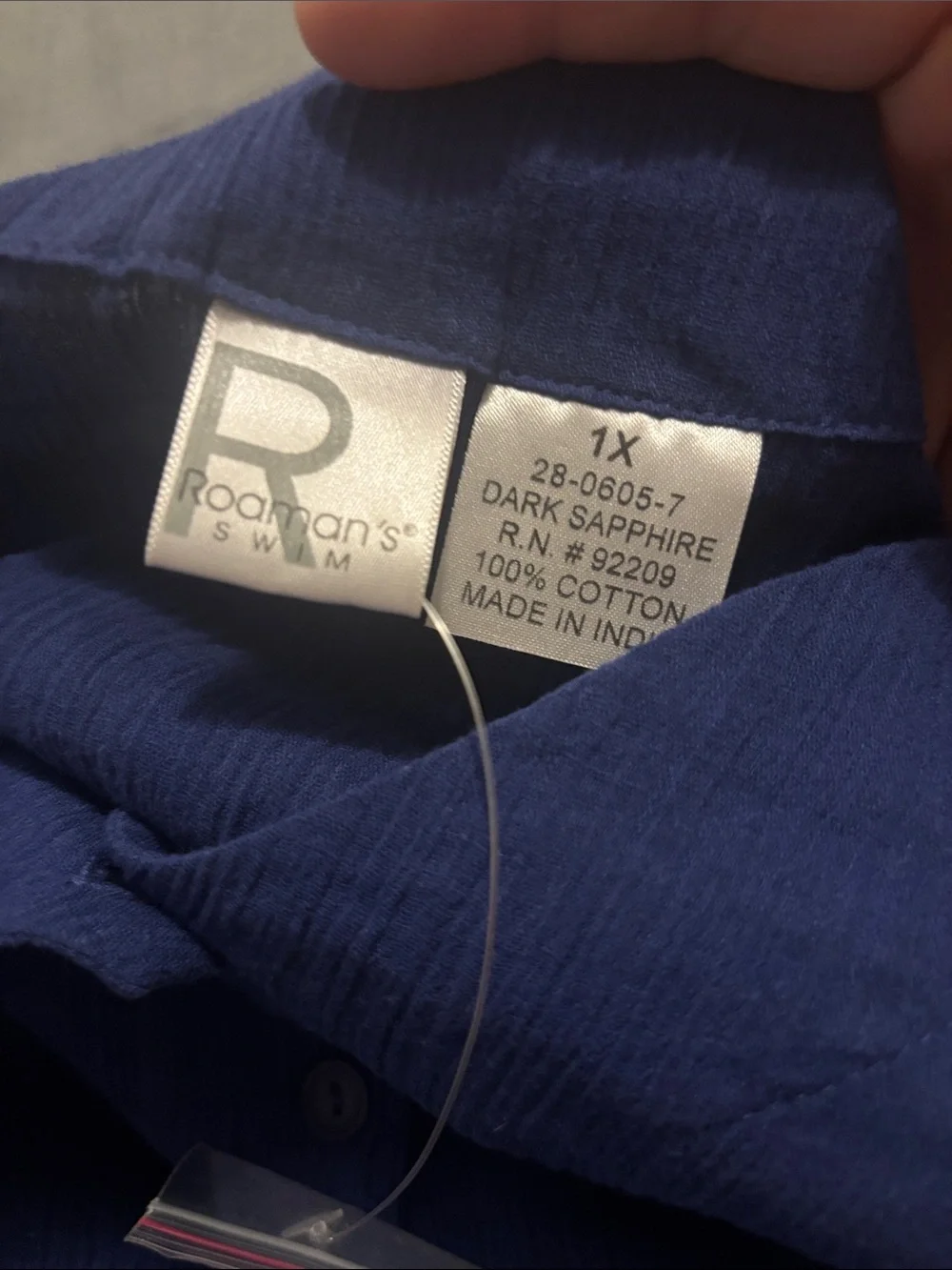 NWT Roaman's Button-Front Cotton Gauze Swim Cover-Up Dress